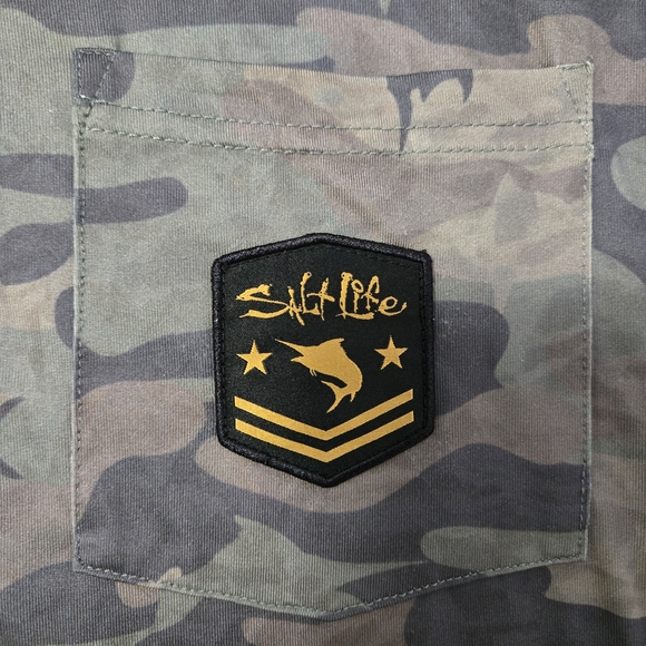 Salt Life SLX Rogue Performance Long Sleeve Shirt Men's M Army Camo UPF 50+ EUC - Picture 4 of 6